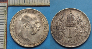 1916 - 1 koruna, stříbro - František Josef I.
