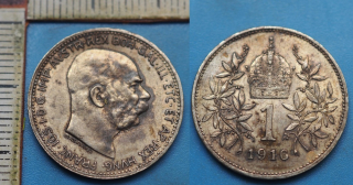 1916 - 1 koruna, stříbro - František Josef I.