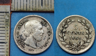 1869 - 5 cents, stříbro - Wilhelm III., Nizozemí