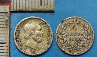 1850 - 5 cents, stříbro - Wilhelm III., Nizozemí