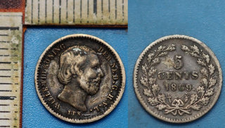 1869 - 5 cents, stříbro - Wilhelm III., Nizozemí