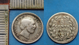 1850 - 5 cents, stříbro - Wilhelm III., Nizozemí