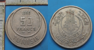 1950 - 50 francs - Tunis, Muhammad al-Amin Bey