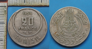 1950 - 20 francs - Tunis, Muhammad al-Amin Bey