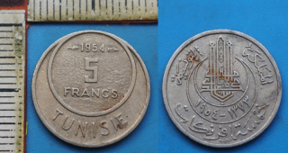 1954 - 5 francs - Tunis, Muhammad al-Amin Bey