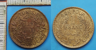1945 - 1 franc - Francouzský Tunis