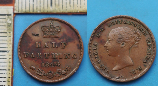 1844 - half fathing - Victoria, Velká Británie