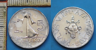1978 - 5 lir - Vatikán, Pavel VI.