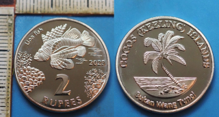 2023 - 2 rupees, PROOF - Kokosové ostrovy, Lion fish, fantasy coin