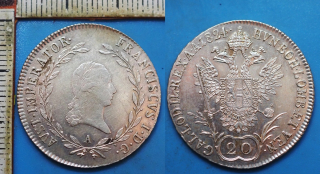 1824 A - 20 krejcar, stříbro - František I.