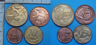 1998 - 1,5,10 a 25 centavos - 4x Brazílie