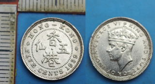 1939 KN - 5 cents - Britský Hog Kong, Jiří VI.