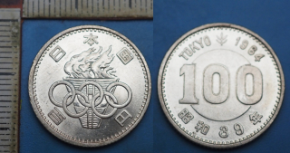 1964 - 100 jen, stříbro - Japonsko, OH Tokio, Hirohito