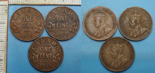 1929, 33, 36 - 1 cent - 3x Kanada, Jiří V.