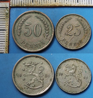 1939 S,40 S - 50 a 25 pennia - 2x Finsko