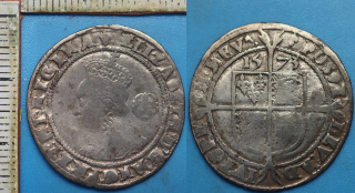 1573 - 6 pence, stříbro - Alžběta I., Anglie, Acorn, Tudorovci