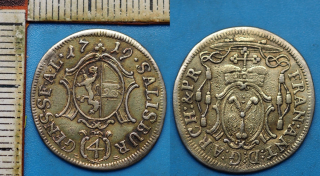 1719 - 4 krejcar, stříbro - Salzburg, arcibiskupství, František Anton v. Harrach