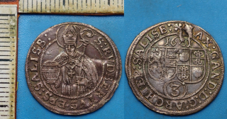 1681 - 3 krejcar, stříbro - Salcburk, arcibiskupství, Max Gandolph