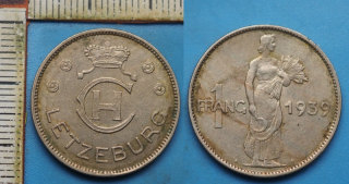 1939 - 1 franc - Lucembursko