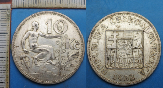 1932 - 10 korun, stříbro