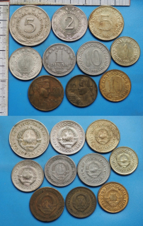 1955 až 1985 - mince Jugoslávie - 10x různý typ