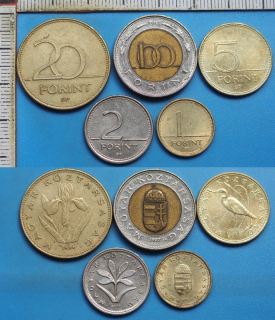 1994 až 2010 - mince Maďarska - 5x různý typ