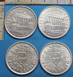 1925, 26 - 1 schilling, stříbro - 2x Rakousko