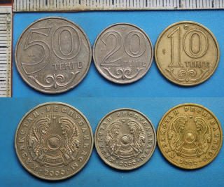 2000, 02 - 10 a 20 a 50 tenge - 3x Kazachstán