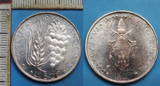 1976 - 500 lir, stříbro - Pavel VI., Vatikán
