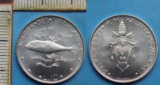 1976 - 10 lir - Pavel VI., Vatikán