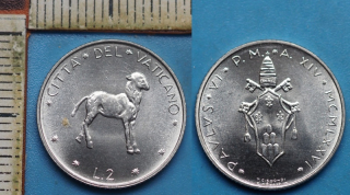 1976 - 2 liry - Pavel VI., Vatikán