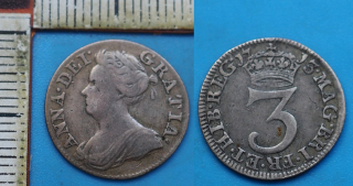 1713 - 3 pence, stříbro - Anna Stuartovna