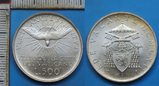 1963 - 500 lir, stříbro - Vatikán, Sede Vacante