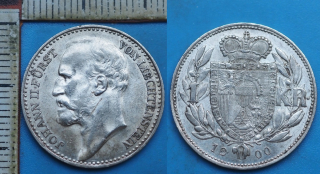 1900 - 1 koruna, stříbro - Johann II., Lichtenštejnsko