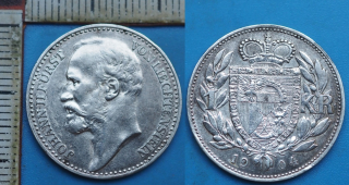 1904 - 1 koruna, stříbro - Johann II., Lichtenštejnsko