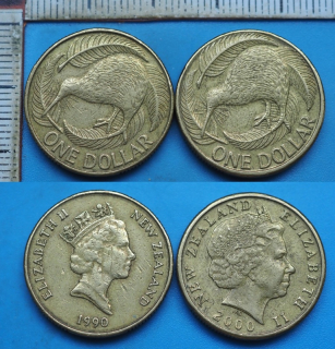 1990, 2000 - 1 dollar - 2x Nový Zéland, každý jiný typ