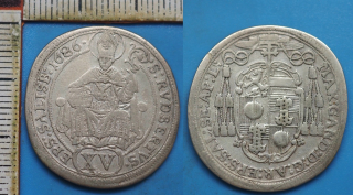 1686 - XV krejcar, stříbro - arcibiskupství Salzburg, Max Gandolf von Kuenburg