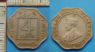 1920 - 4 annas - Jiří V., Britská Indie