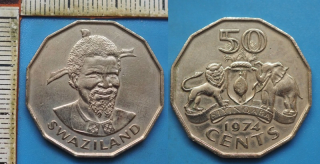 1974 - 50 cents - Svazijsko