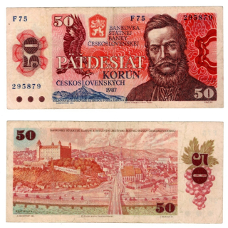 1987 - 50 korun, bankovka - F75 295879, ČSSR