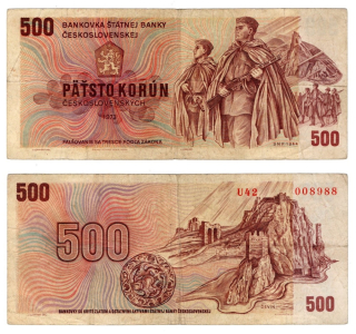1973 - 500 korun, bankovka - U42 008988, ČSSR