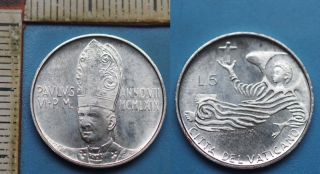 1969 - 5 lir - Pavel VI., Vatikán
