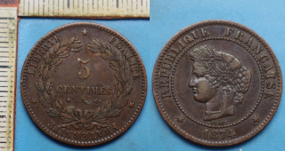 1874 A - 5 centimes - Francie