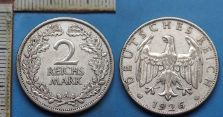 1926 A - 2 reichsmark, stříbro - Německo, Weimar
