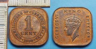 1939 - 1 cent - Jiří VI., Britská Malajsie