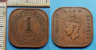 1943 - 1 cent - Jiří VI., Britská Malajsie