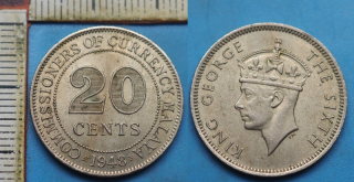 1948 - 20 cents - Jiří VI., Britská Malajsie