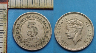 1948 - 5 cents - Jiří VI., Britská Malajsie