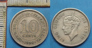 1950 - 10 cents - Jiří VI., Britská Malajsie