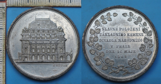 1868 16.5. - Položení základního kamene Národního divadla - Seidan Václav, medaile, cín, 33 mm